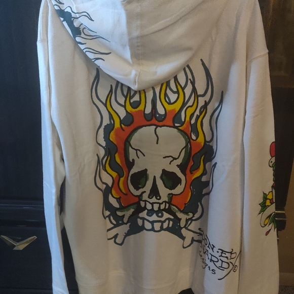 Ed Hardy NWT flaming ☠️ Zip-Up Hoodie Size XXL - Picture 6 of 12